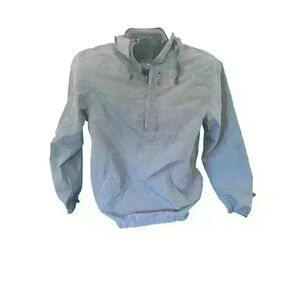 Mens VTG 90s Gap Rain Jacket Hoodie Windbreaker Size‎ XS S Pullover 1/2 Zip Gray
